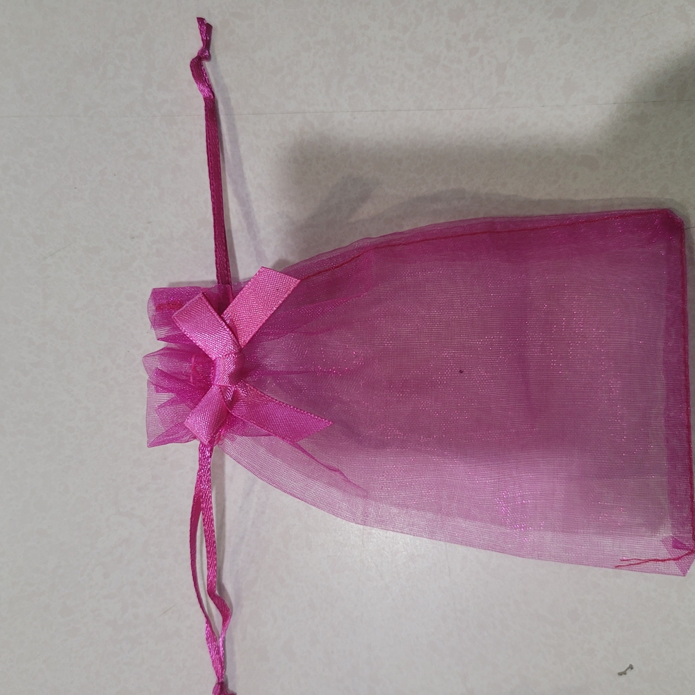 Pink Organza Drawstring Accessory Bag